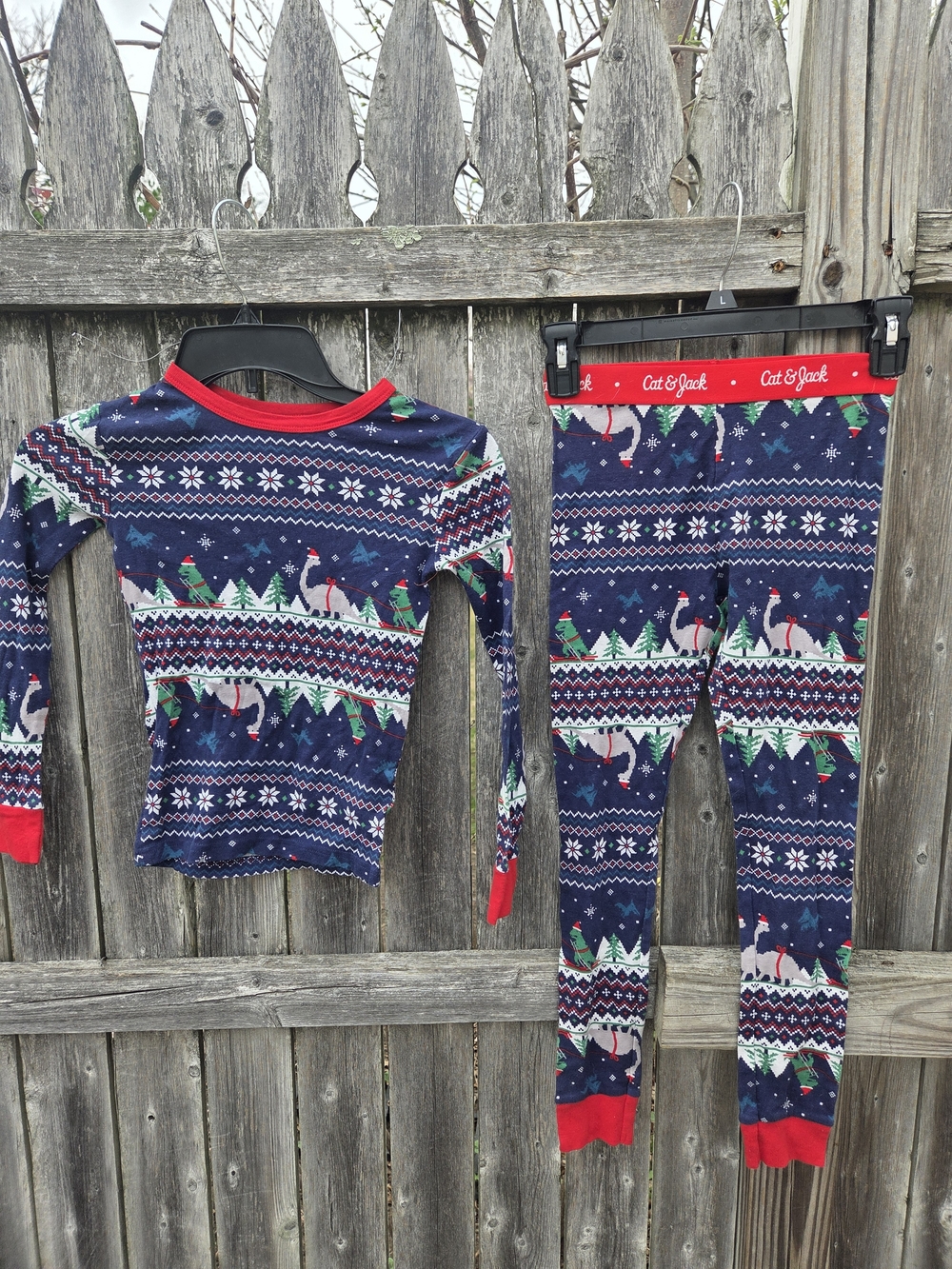 Cat & Jack Navy and Red Penguin Holiday Pajama Set